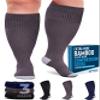 Doctor's Select 3 Pairs Plus Size Compression Socks Wide Calf | Bamboo Viscose Knee High Socks for Circulation Support | Black, Gray, Navy view 1