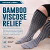 Doctor's Select 3 Pairs Plus Size Compression Socks Wide Calf | Bamboo Viscose Knee High Socks | Extra Wide Calf Compression Socks | Pink, Cobalt Blue, Grey (Black Stripes) view 2