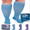 Doctor's Select 3 Pairs Plus Size Compression Socks Wide Calf | Bamboo Viscose Knee High Socks for Circulation Support | Compression Socks Plus Size | Purple, Indigo, Teal (S Pattern) view 1