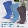 Doctor's Select 3 Pairs Plus Size Compression Socks Wide Calf | Bamboo Viscose Knee High Socks for Circulation Support | Compression Socks for Nurses, Travel, Running | Blue, Teal, Gray view 4