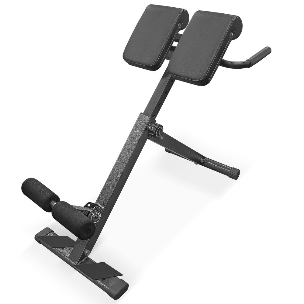 Houbos Hyperextension Roman Chair - Adjustable Bench Foldable Exercise Bench Back Extension Machine Roman Chair Exercise Equipment for Home Metallic