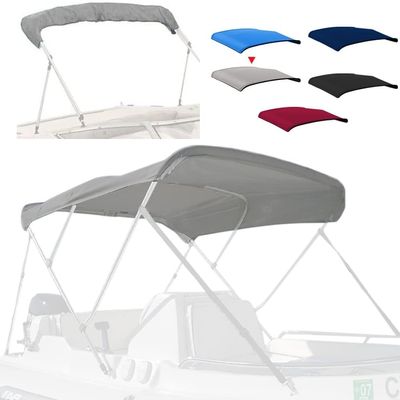 Seapisode 3 Bow Bimini Top Replacement Cover, 600D Marine Grade Polyester Waterproof Sun Shade Boat Canopy, Easy Install Zipper Sleeves Boat Awning/Without Frame,Gray 6'L 79"-84" W