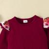Toddler Kids Girls Infant Floral Long Sleeves Romper Skirt Hairband 3pcs Set Cloths New Born Babies (Red, 12-18 Months) view 3