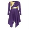 JanJean Women Lyrical Dance Dress Metallic Patchwork Worship Praise Dance Tunic Overlay Long Sleeve4# X-Large view 1