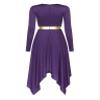 JanJean Women Lyrical Dance Dress Metallic Patchwork Worship Praise Dance Tunic Overlay Long Sleeve4# X-Large view 2