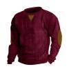 RTRDE Sudaderas Para Hombre, Corduroy Pullover Sweatshirt Crewnecks Long Sleeve Casual Sweatshirts Mens Workout Gym Clothes Crewneck Sweatshirts No Hood Sweater Workout (XXL, Wine) view 1