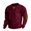 RTRDE Sudaderas Para Hombre, Corduroy Pullover Sweatshirt Crewnecks Long Sleeve Casual Sweatshirts Mens Workout Gym Clothes Crewneck Sweatshirts No Hood Sweater Workout (XXL, Wine) view 4