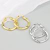 14K Gold Plated S925 Silver Geometric Irregular Twist Hoop Earrings, Large Elegant Ear Loops for Women, Unique Personalized Temperament Ear Clasp Gift (White Gold) view 4