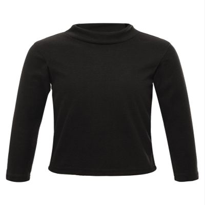 TiaoBug Boys Girls Stretchy Warm Fleece Thermal Underwear Top Long Sleeve Mock Neck T-Shirt Base Layer Undershirt Black 11-12 Years