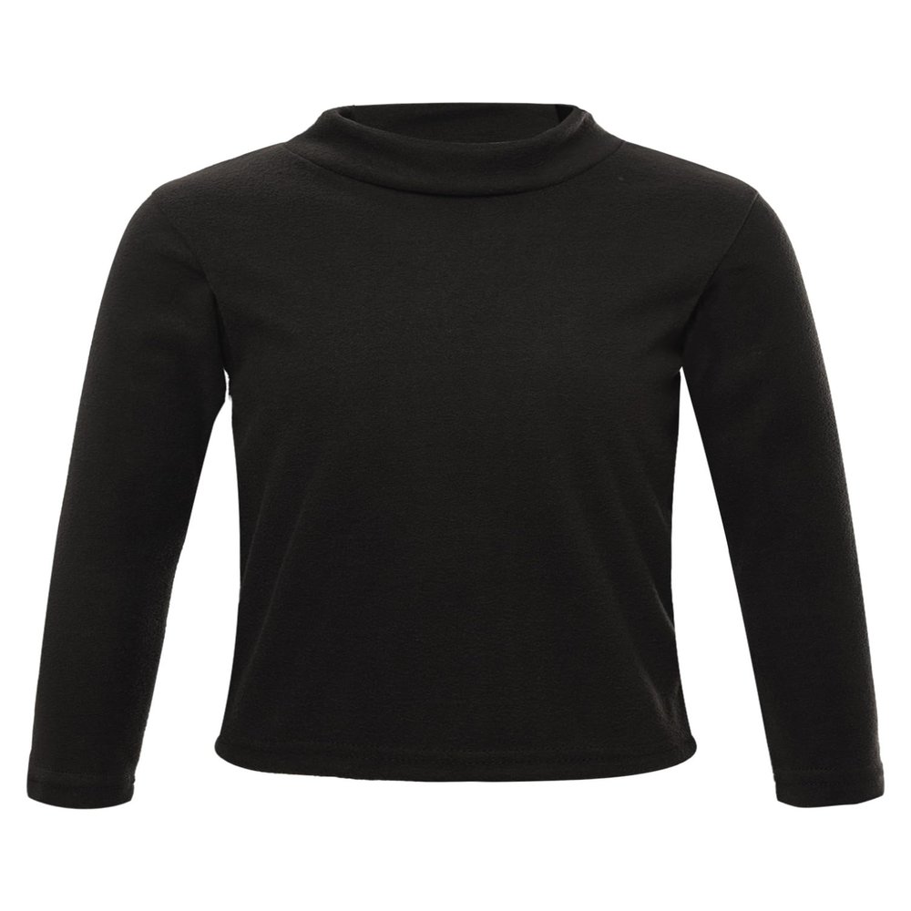 TiaoBug Boys Girls Stretchy Warm Fleece Thermal Underwear Top Long Sleeve Mock Neck T-Shirt Base Layer Undershirt Black 11-12 Years