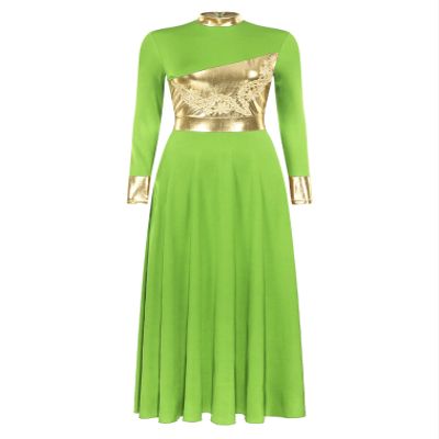 JEATHA Women Metallic Praise Dance Dress Tunic Overlay Church Spiritual Worship Costume Applique5# Large