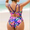 CUPSHE Women's One Piece Swimsuit V Neck Tummy Control Double Adjustable Straps Back Cutout O-Ring, M Pink Floral view 2