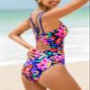 CUPSHE Women's One Piece Swimsuit V Neck Tummy Control Double Adjustable Straps Back Cutout O-Ring, M Pink Floral view 3