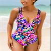 CUPSHE Women's One Piece Swimsuit V Neck Tummy Control Double Adjustable Straps Back Cutout O-Ring, M Pink Floral view 4
