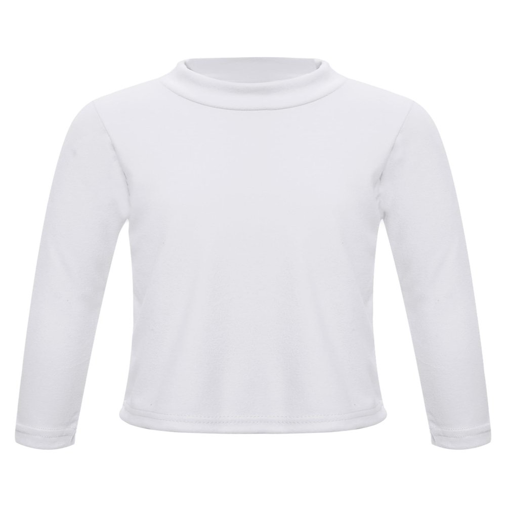 ranrann Kids Boys Girls Thermal Underwear Tops Winter Fleece Lined Long Sleeve Undershirts Baselayer T-Shirts Sweater White 11-12 Years