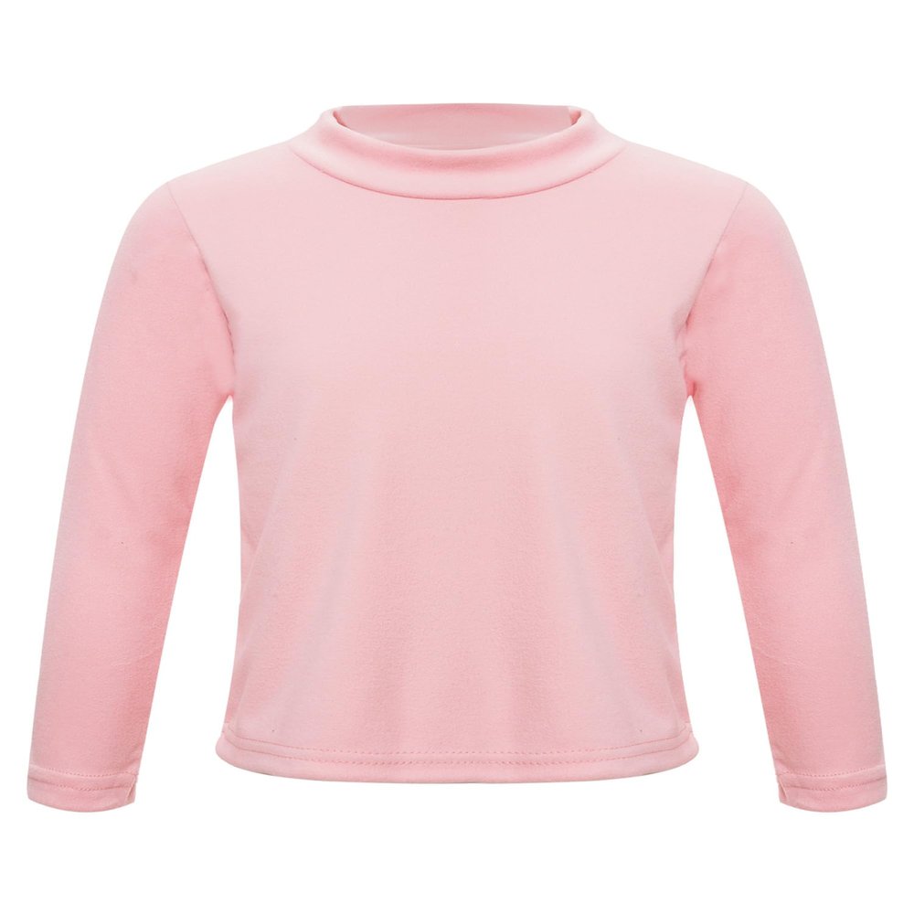 Kvysinly Boys Girls Thermal Underwear Top Long Sleeve Mock Neck Sweater T-Shirts Winter Undershirt Base Layer Shirts Pink 11-12 Years