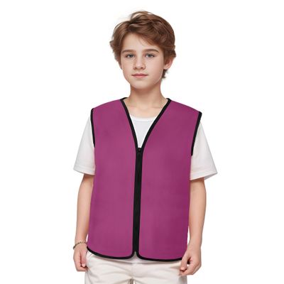 TopTie Child Advertising Vests with Zipper Volunteer Vests No Pockets for Kids-Purple-L