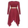 JanJean Women Lyrical Dance Dress Metallic Patchwork Worship Praise Dance Tunic Overlay Long Sleeve5# Large view 2