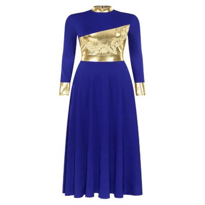 JanJean Women Lyrical Dance Dress Metallic Patchwork Worship Praise Dance Tunic Overlay Applique4# X-Large