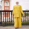 Muslim Casual 2 Piece Set for Women Modest Loose Top Wide Leg Pants Saudi Arabian Dubai Outfits for Women Muslim Prayer Abaya Dress Arab Islamic Two Piece Outfits for Women Prayer Clothes Yellow 2XL view 3