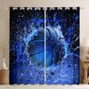Castle Fairy Basketball Window Drapes Bedroom Decoration,3D Basketball Print Ball Game Window Treatments Polyester 52Wx84L,Sports Theme Lightning Blue Window Curtains (Not Blackout) view 1