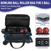 Goloni Double Roller 2 two bowling ball bag with wheels with Separate Shoe Compartment Size 15 and Oversized Accessory Pocket,2/two ball bowling bag,Retractable Handle Extends to 40" view 2