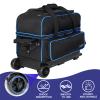 Goloni Double Roller 2 two bowling ball bag with wheels with Separate Shoe Compartment Size 15 and Oversized Accessory Pocket,2/two ball bowling bag,Retractable Handle Extends to 40" view 3