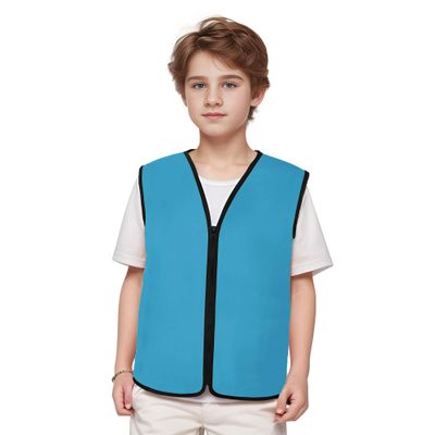 TopTie Child Advertising Vests with Zipper Volunteer Vests No Pockets for Kids-Blue-S