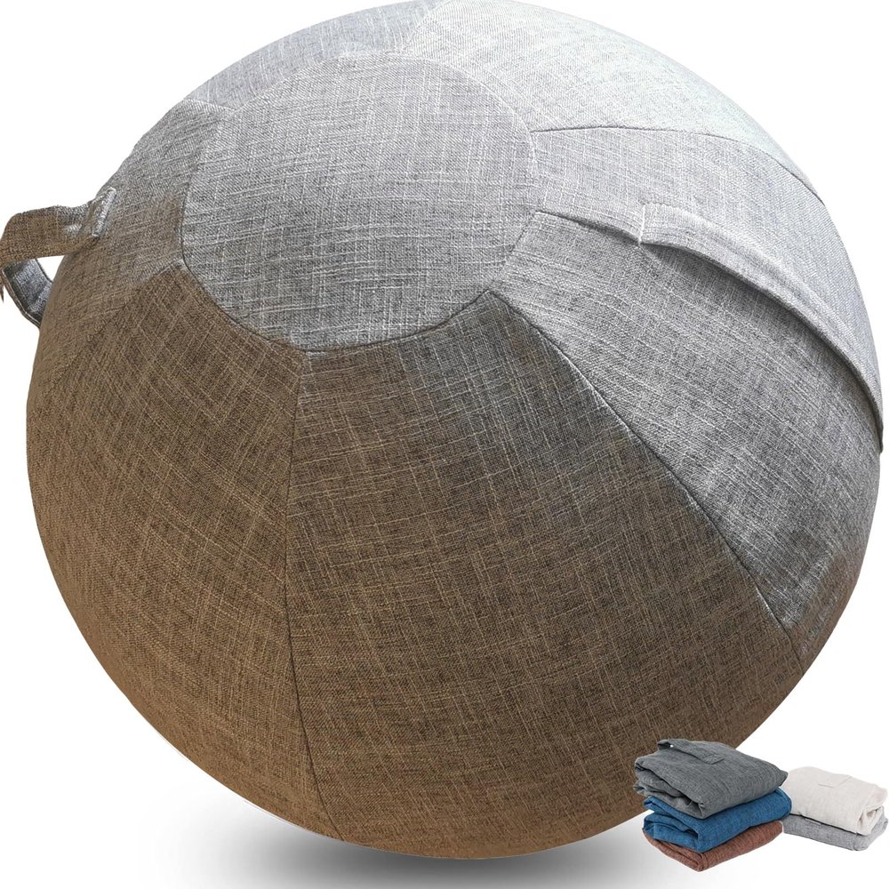 Sitting ball cover, 55cm 65cm 75cm exercise ball cover for sitting ball fitness ball, foldable sitting balls fabric cover - for fitness ball Pilates yoga ball/office ball balance ball ( Color : Gray ,