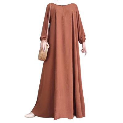 Abayas for Women Abaya Full Cover Dubai Turkey Kaftan Round Neck Zipper Prayer Dress Muslim Long Sleeve Arabian Robe Ramadan Maxi Dresses Modest Islamic Casual Clothes Clothing Brick Red S