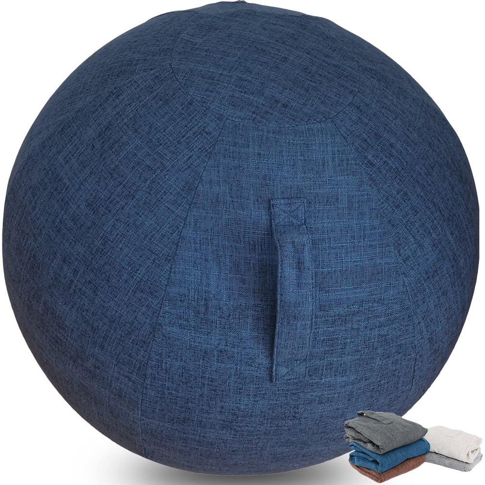 Sitting ball cover, 55cm 65cm 75cm exercise ball cover for sitting ball fitness ball, foldable sitting balls fabric cover - for fitness ball Pilates yoga ball/office ball balance ball ( Color : Blue ,
