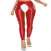 YiZYiF Women's Crotchless Leggings Shapewear Glossy Step on Foot Sports Tights Pants Pantyhose 2#Red A Medium view 1