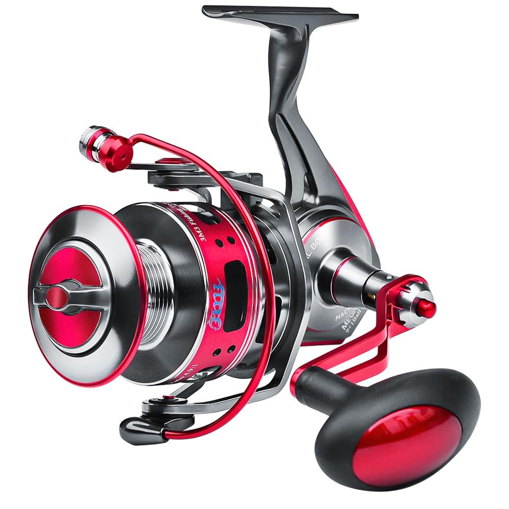 Fishing Reels Spinning Reel - Full Metal Fishing Reel Aluminum Spool Ocean Big Game Carp Saltwater Fishing Spinning Reels Red 5000