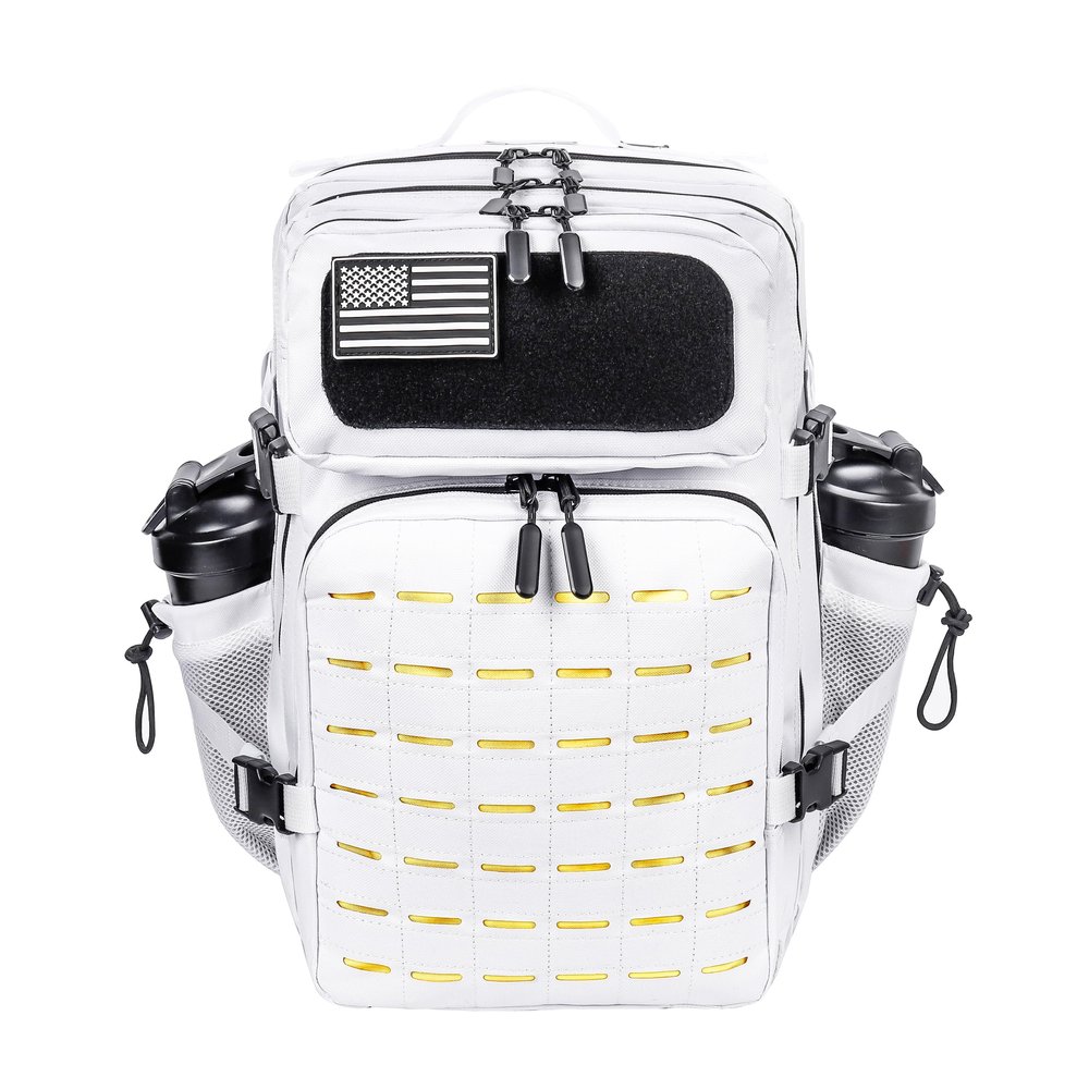 LHI Tactical Military Backpack for Men and Women 45L Large Molle Army Assault Pack 3 Day Travel Backpacks - White