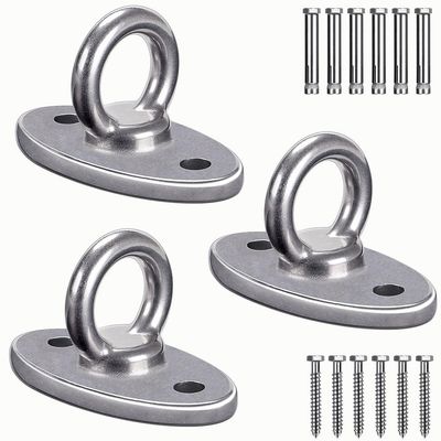 BeneLabel 3Pcs Wall Ceiling Mount Bracket for Suspension Strap Trainer, Stainless Steel, 2800lb Capacity, for Body Weight Strength Training, Aerial Yoga, Resistance Band, Battle Rope, Boxing, 3 Pack