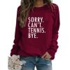 KOGYAS Tennis Sweatshirt for Women Funny Tennis Graphic Fall Long Sleeve Lightweight Crew Neck Casual Pullover Top view 1