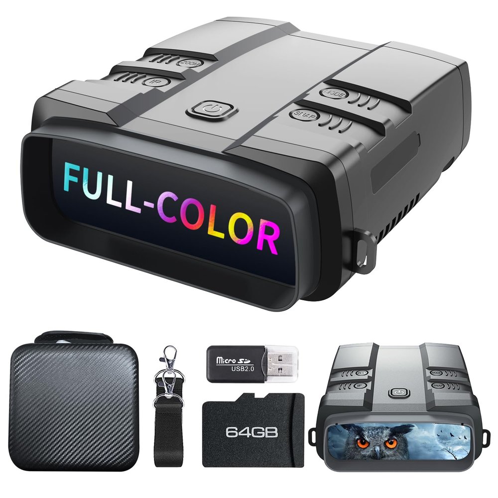 VABSCE 4K Full-Color Night Vision Goggles Binoculars, Focusable IR, Silver