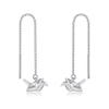 HUKKUN Sterling Silver Paper Crane Earrings, Tassel Threader Earring for Women, Good Luck Gift for Women Girls view 1