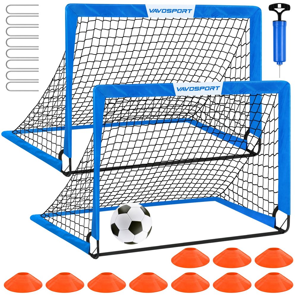 Kids Soccer Goals for Backyard Set - 2 of 4' x 3' Portable Soccer Goal Training Equipment, Pop Up Toddler Soccer Net with Soccer Ball, Soccer Set for Kids and Youth Games, Sports