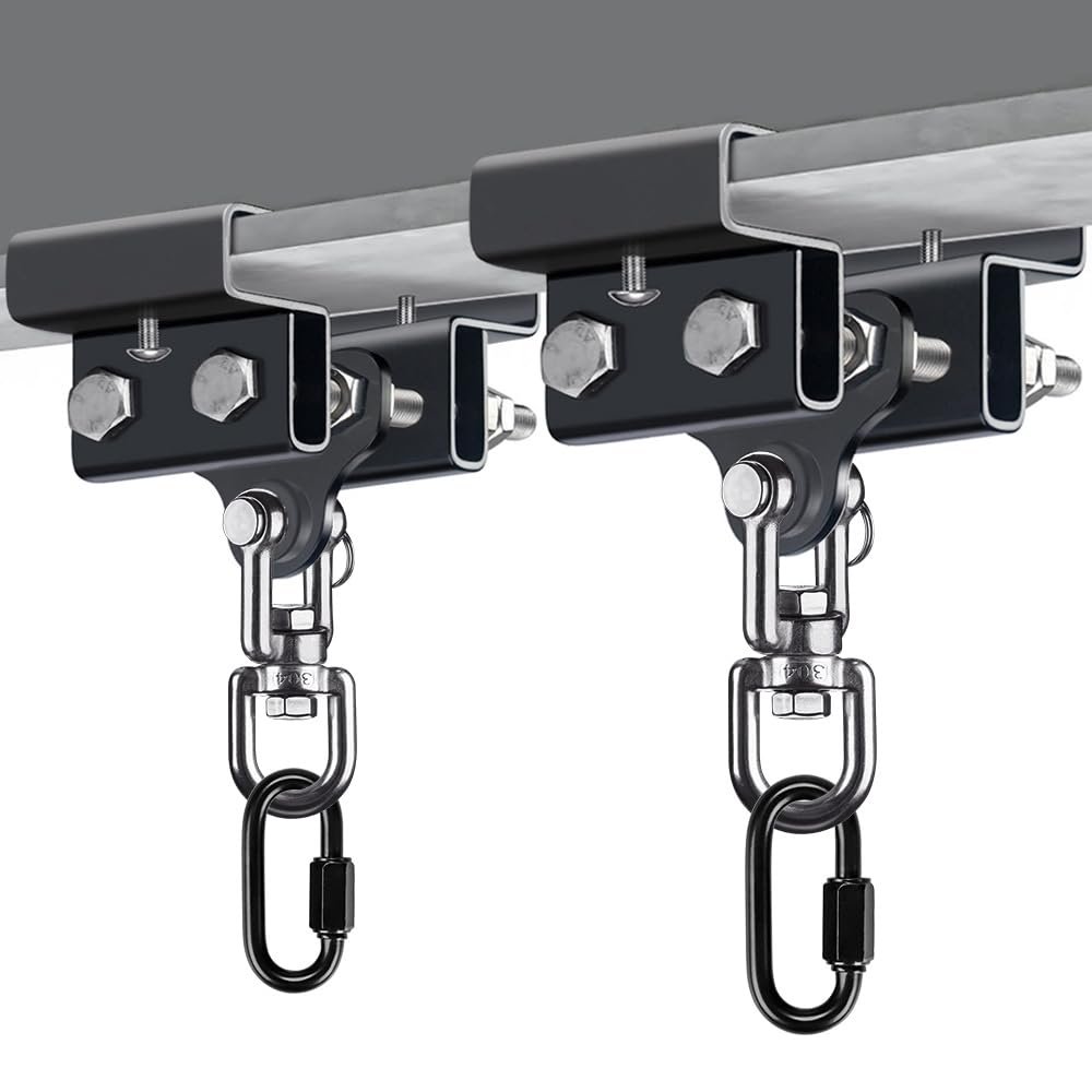 BeneLabel Heavy Bag Hanger for Beam, Boxing Bag Hanger, Heavy Bag Mount, Punching Bag Mount with Carabiner and 360Swivel, Boxing Bag Bracket for Home Gym, 900LB Capacity, 2 Pack