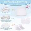 ZURLEFY 4 Pack Cotton Newborn Mittens with Hats Set for Boys, Baby Socks No Scratch Mittens and Beanie Cap for Toddler Infant Newborn Hospital Hat (56-01-4P) view 3