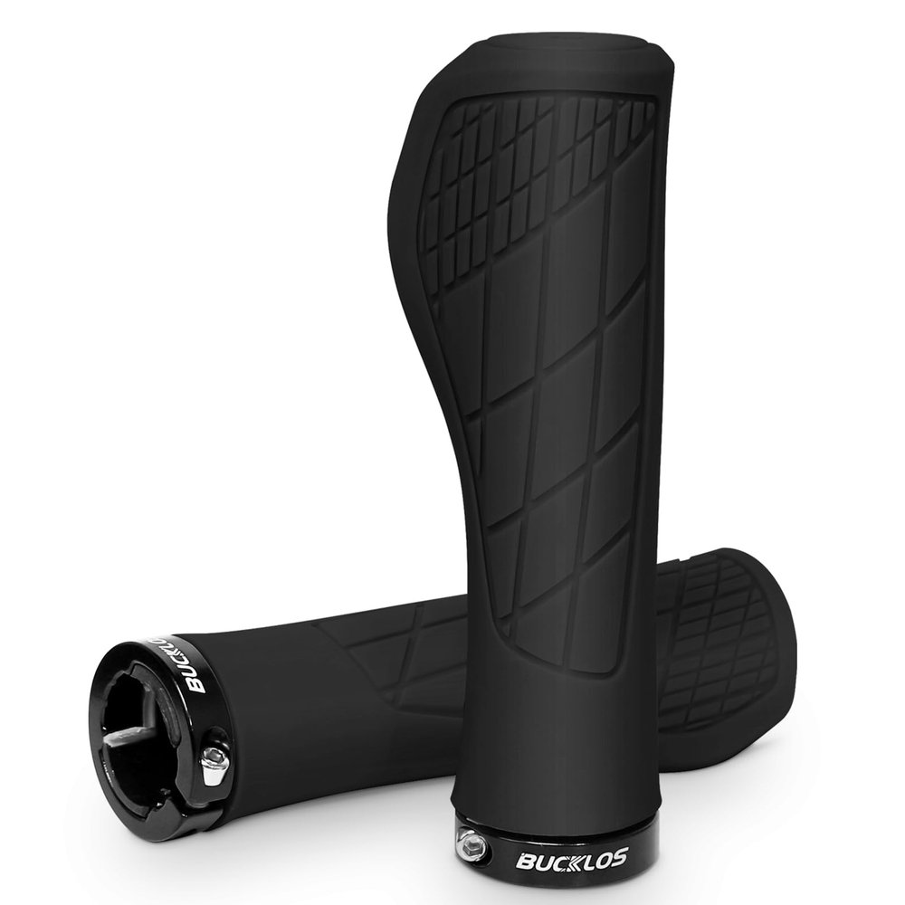 BUCKLOS Single Lock-on Bike Handlebar Grips - Mountain Bike MTB Ergonomic Anti-Slip Handle Grip - Bicycle Comfort Locking Handle Bar for BMX/Cruiser Bike/Scooter (7/8" Black)