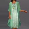 2 Pieces Mother of The Bride Dresses for Wedding with Jacket Knee Length Lace Applique Wedding Guest (Y2-Green, XXXL) view 2