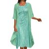 2 Pieces Mother of The Bride Dresses for Wedding with Jacket Knee Length Lace Applique Wedding Guest (Y3-Green, L) view 1