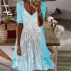 2 Pieces Mother of The Bride Dresses for Wedding with Jacket Knee Length Lace Applique Wedding Guest (Z6-Sky Blue, M) view 2