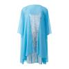 2 Pieces Mother of The Bride Dresses for Wedding with Jacket Knee Length Lace Applique Wedding Guest (Z6-Sky Blue, M) view 3