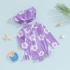 Toddler Infant Baby Girl Swimsuit Long Sleeve Rash Guard One-Piece Floral Zipper Bathing Suit Beach Wear(Purple-Floral hat,18-24 Months) view 2