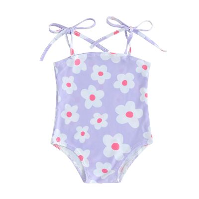 Toddler Infant Baby Girl Swimsuit Clothes One Piece Bathing Suit Floral Sleeveless Summer Swimwear Beach Wear (Purple, 2-3 Years)