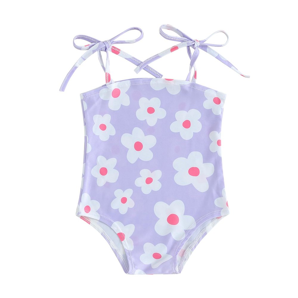 Toddler Infant Baby Girl Swimsuit Clothes One Piece Bathing Suit Floral Sleeveless Summer Swimwear Beach Wear (Purple, 2-3 Years)