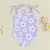Toddler Infant Baby Girl Swimsuit Clothes One Piece Bathing Suit Floral Sleeveless Summer Swimwear Beach Wear (Purple, 2-3 Years) view 2